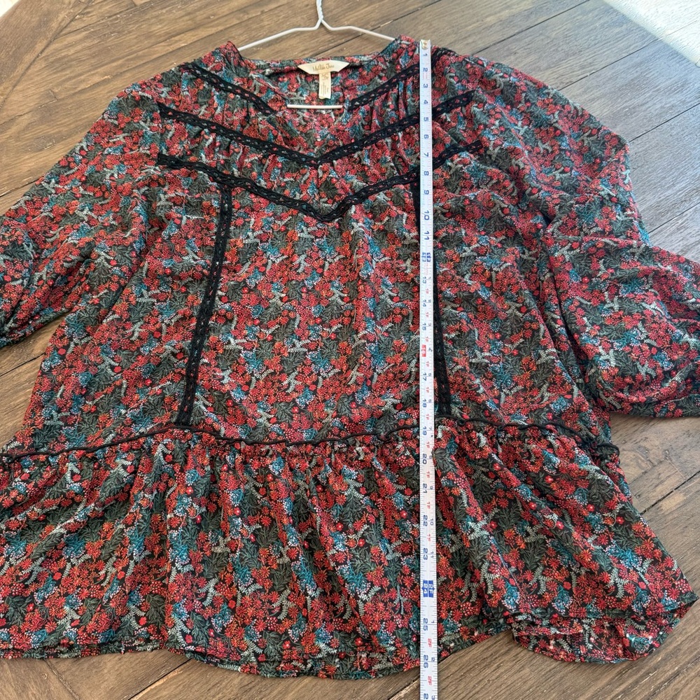 Matilda Jane Carol Tunic Blouse Gypsy Sz XL Boho Floral Long Sleeves Peasant Top - Picture 9 of 10
